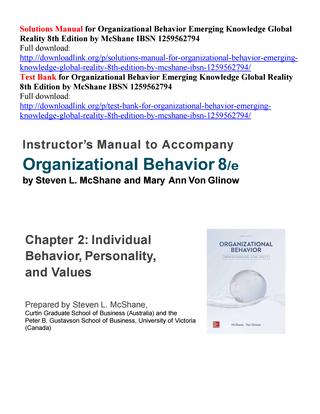 Canadian organizational behavior 9th …